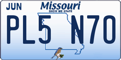 MO license plate PL5N7O