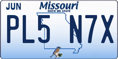 MO license plate PL5N7X