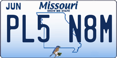MO license plate PL5N8M