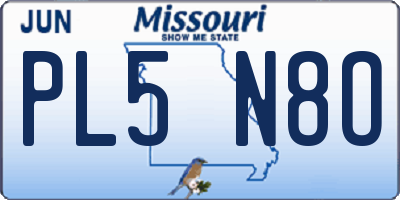 MO license plate PL5N8O