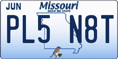 MO license plate PL5N8T