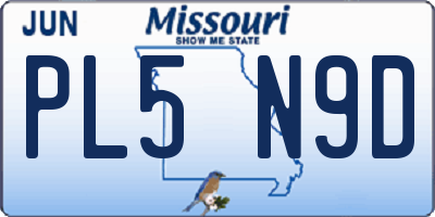 MO license plate PL5N9D