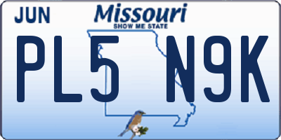 MO license plate PL5N9K