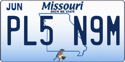 MO license plate PL5N9M