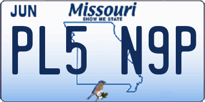 MO license plate PL5N9P