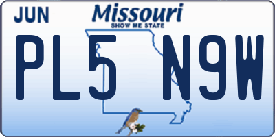 MO license plate PL5N9W