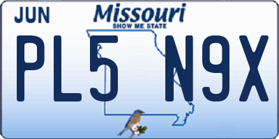 MO license plate PL5N9X