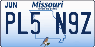 MO license plate PL5N9Z