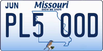 MO license plate PL5O0D