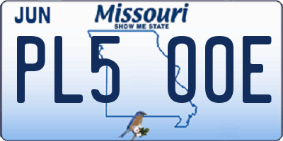 MO license plate PL5O0E