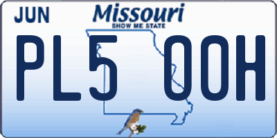 MO license plate PL5O0H