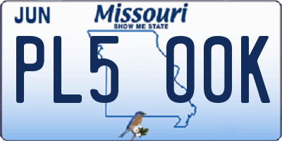 MO license plate PL5O0K