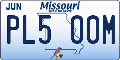 MO license plate PL5O0M