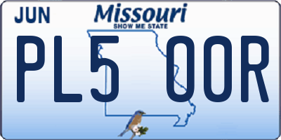 MO license plate PL5O0R
