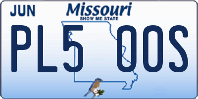 MO license plate PL5O0S