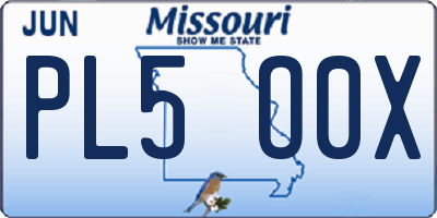 MO license plate PL5O0X