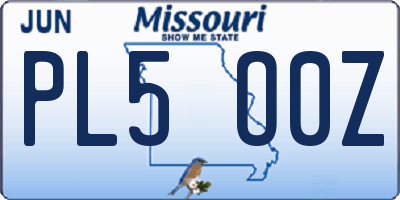 MO license plate PL5O0Z