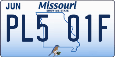 MO license plate PL5O1F