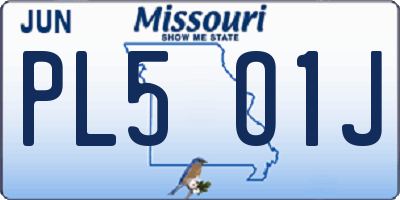 MO license plate PL5O1J