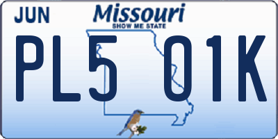 MO license plate PL5O1K