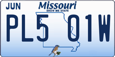 MO license plate PL5O1W