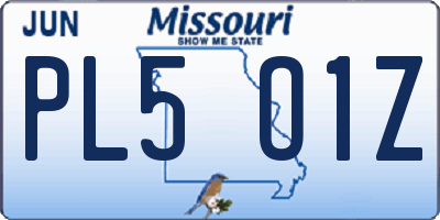 MO license plate PL5O1Z