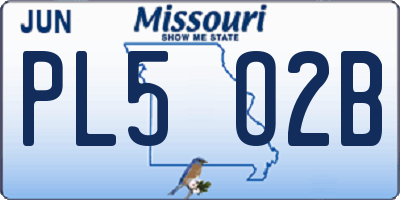 MO license plate PL5O2B