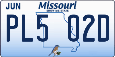 MO license plate PL5O2D