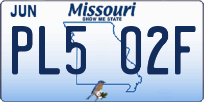 MO license plate PL5O2F