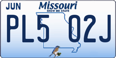 MO license plate PL5O2J