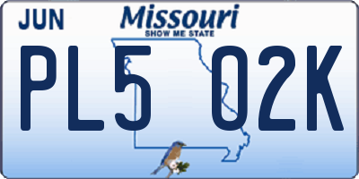 MO license plate PL5O2K