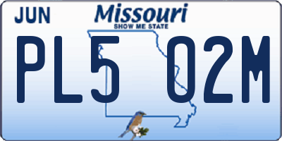 MO license plate PL5O2M