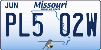 MO license plate PL5O2W