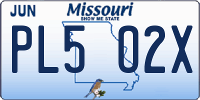 MO license plate PL5O2X