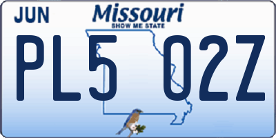 MO license plate PL5O2Z