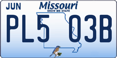 MO license plate PL5O3B