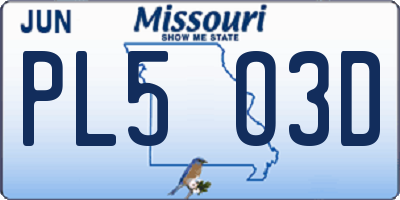 MO license plate PL5O3D