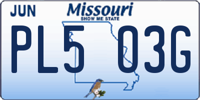 MO license plate PL5O3G