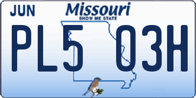 MO license plate PL5O3H