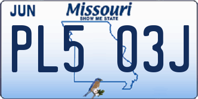 MO license plate PL5O3J