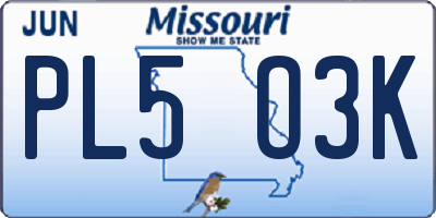 MO license plate PL5O3K