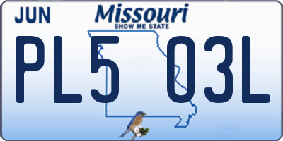 MO license plate PL5O3L