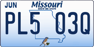 MO license plate PL5O3Q