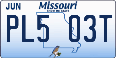 MO license plate PL5O3T