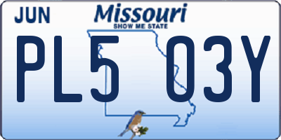MO license plate PL5O3Y