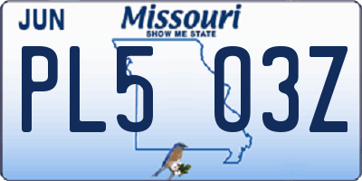 MO license plate PL5O3Z