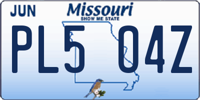 MO license plate PL5O4Z
