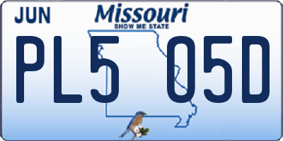 MO license plate PL5O5D