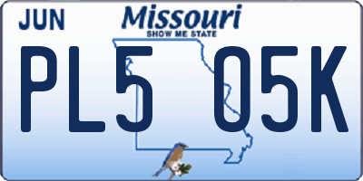 MO license plate PL5O5K