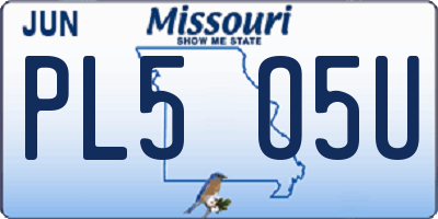 MO license plate PL5O5U